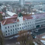 Window of the municipal building broken in Šiauliai