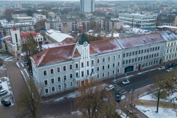 Window of the municipal building broken in Šiauliai