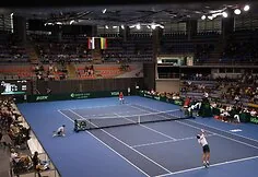 Lithuanian and Serbian tennis teams encounter in the Davis Cup competition in Niš