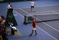 Lithuanian and Serbian tennis teams encounter in the Davis Cup competition in Niš