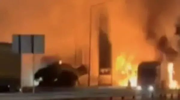 Russia struck near the Polish border: a gas station and trucks caught fire